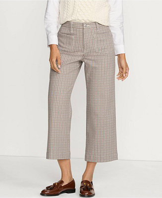 Women's Printed Twill High Rise 5 Pocket Wide Leg Crop Pants | Macy's
