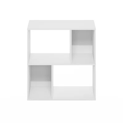 Ebern Designs Cate 4-Cube Irregular Cubes Bookcase, Bookshelf, Storage Organizer, White | Wayfair North America