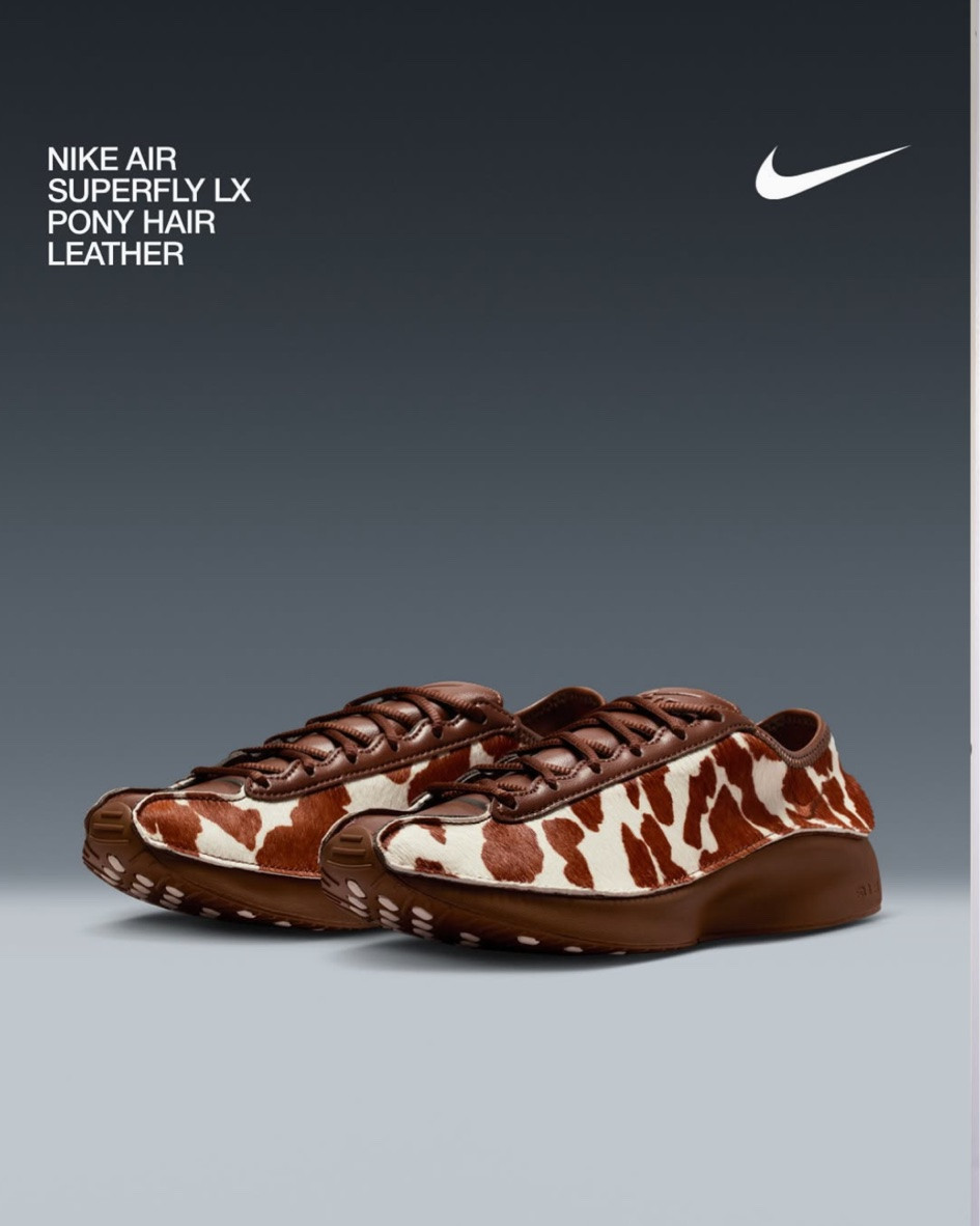 Check out the Women’s @nike air super fly LX pony hair sneakers for $125.