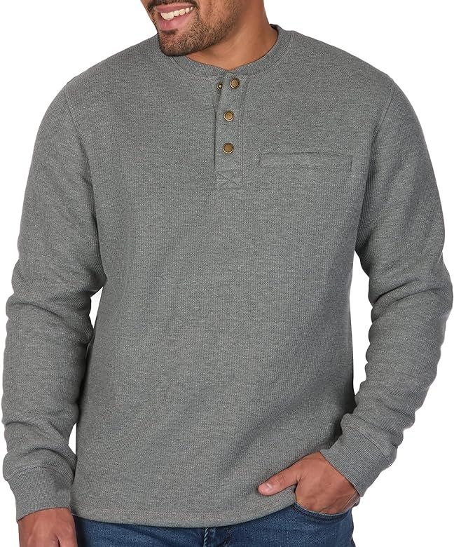 The American Outdoorsman Sherpa Lined Waffle Henley for Men - Thermal Long Sleeve Shirt Bonded Sherp | Amazon (US)