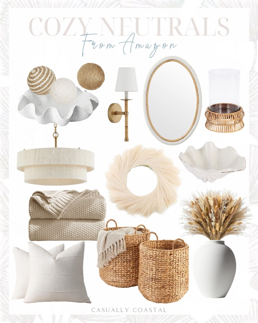 Cozy Neutrals From Amazon 

Amazon home decor, coastal home decor, Amazon mirror, Amazon wreath, Amazon baskets, Amazon pillow cases, Amazon throw blanket, Amazon sconce, Amazon hurricane, Amazon bowl, coastal pillow cases, coastal wreath, coastal mirror, coastal sconce, coastal home, Amazon baskets, 100% cotton cable knit throw blanket, decorative balls for bowl, pampas grass, pampas grass wreath, round nesting baskets, decorative linen throw pillow covers, white vase, oval twisted rattan wall mirror, scalloped decorative bowl, rattan torchiere wall sconce, clam shell bowl, rattan pillar candle holder, rattan chandelier pendant light

#LTKHome