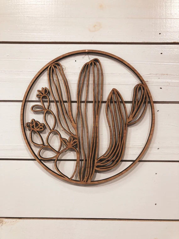 Cactus Hoop  Cactus Home Decor  Wood Cactus Cutout | Etsy | Etsy (US)