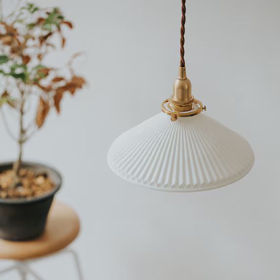 Pendant Light Ceramic Shade Brass Ceiling Light Fixture | Etsy | Etsy (US)