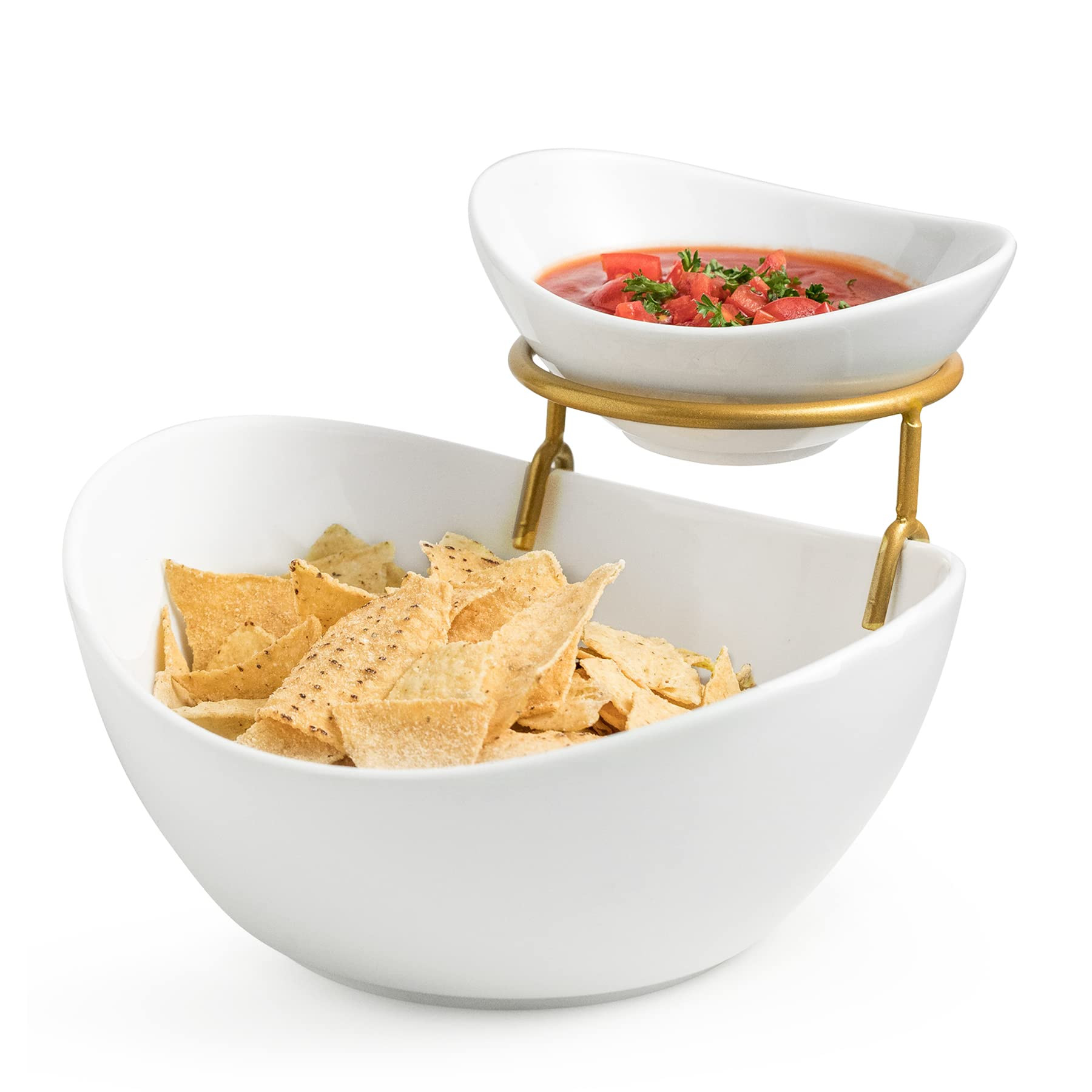 Porcelain Serving Bowl Set for Appetizer Serving Dishes Set with 2 Compartment, Chip and Dip Taco... | Amazon (US)