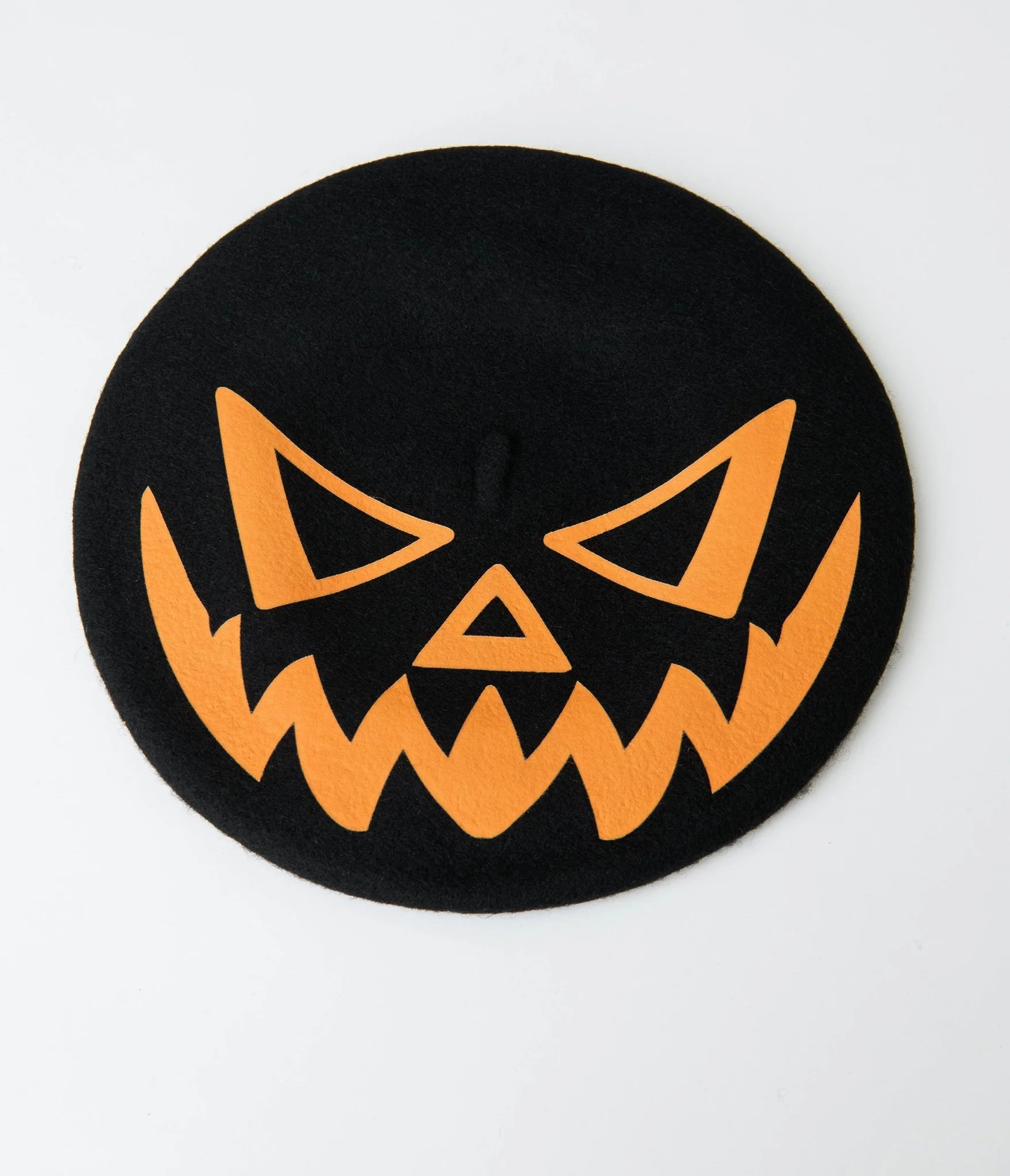 Trick Or Treat Pumpkin Black Beret | UniqueVintage