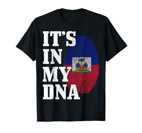 Haiti It's in My DNA Fingerprint Haitian Flag Pride T-Shirt Small | Amazon (US)