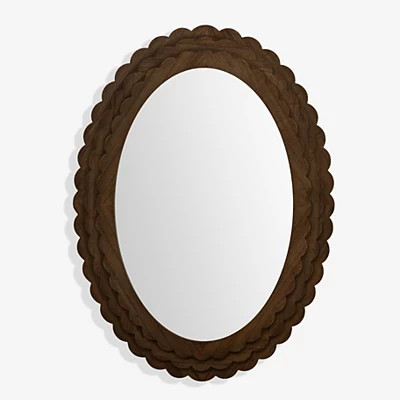 Oval Natural Scalloped Savannah Wall Mirror, Multicolor, Medium, Wood | Kirkland's Home | Kirklands