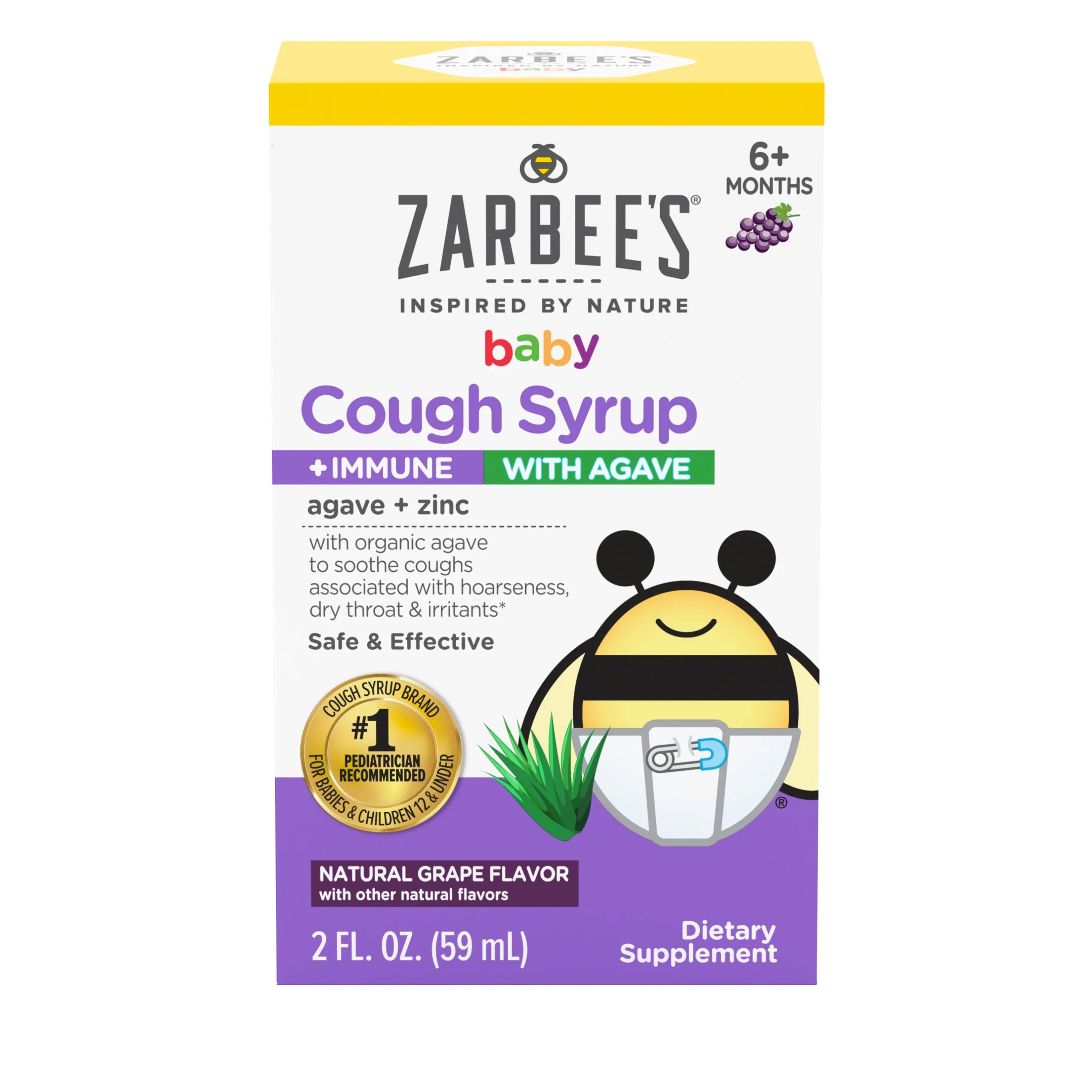 Zarbee's Baby Agave Cough Syrup + Immune Support*, Grape, 2 fl. oz | Walmart (US)