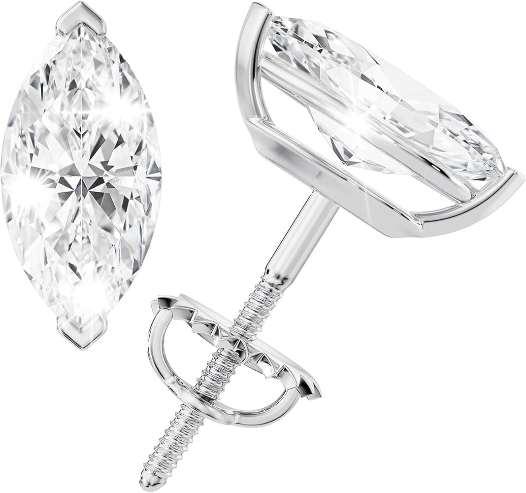 Moissanite Stud Earrings, 0.5ct-3ct D Color VVS1 Clarity All Shapes Moissanite 14K White Gold Pla... | Amazon (US)