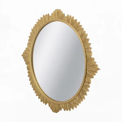 35.5x31.5" Round MDF Wall Mirror with Ornate Gold Frame | Wayfair North America