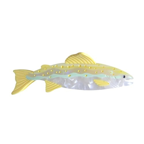 Cute Rainbow Salmon Fish Hair Clip,Novelty Acetate Claw Clips,Small Hair Clips for Women,Funny Hair Clips,Yellow | Amazon (US)