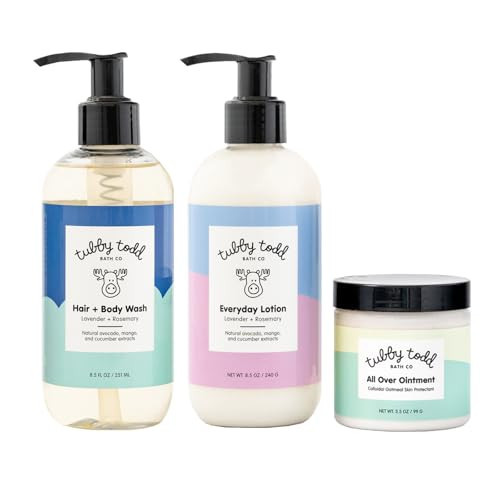 TUBBY TODD 3-Step Baby Bath & Skincare Routine - The Regulars Bundle - 8.5oz Baby Shampoo and Body Wash, 8.5oz Everyday Lotion & 3.5oz All Over Ointment - Lavender Rosemary | Amazon (US)