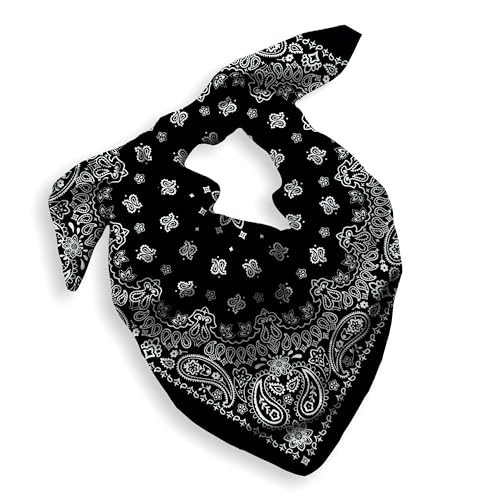 1 Pack Black Bandana for Women Men Gift Packaging - Mens Handkerchiefs Cotton Large - Cowgirl Cowboy Paisley Scarf Headband Neckerchief - Mens Gifts for Christmas | Amazon (UK)