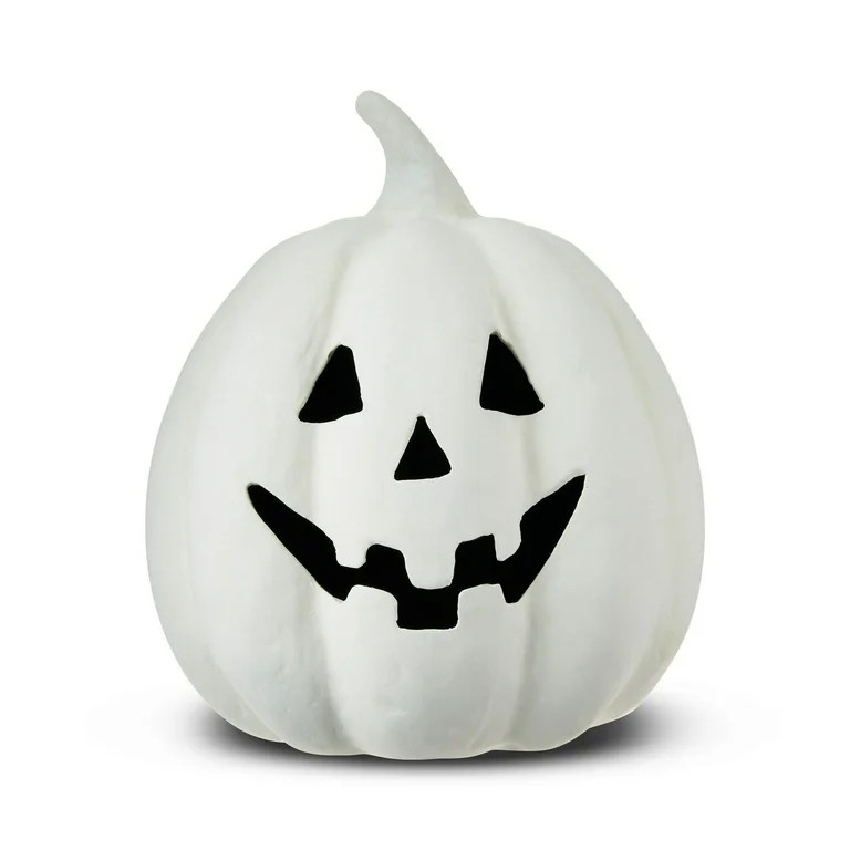 1 Pc Paper Mache Pumpkin White Tabletop Decor, 4.72" Height, Harvest by QYXQPYO | Walmart (US)