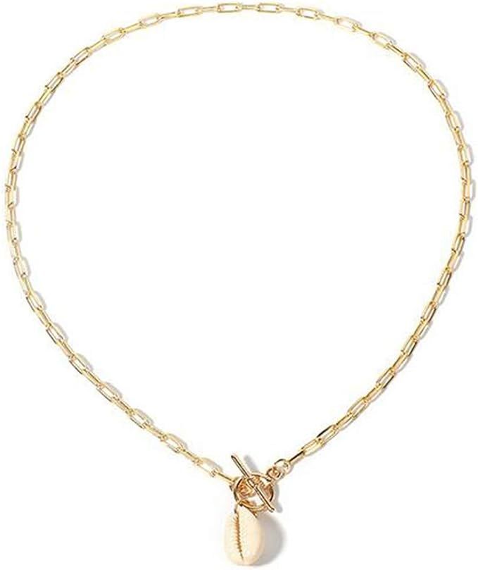 Simsly Boho Shell Pendant Necklaces Gold Lariat Necklace Chain Jewelry for Women and Girls | Amazon (US)