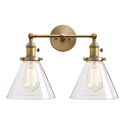 Permo Double Sconce Vintage Industrial Antique 2-Lights Wall Sconces with Funnel Flared Glass Clear  | Amazon (US)
