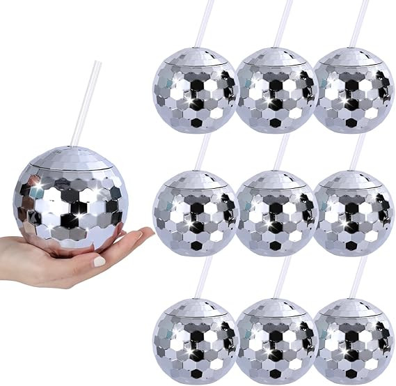tchrules 9 PCS Disco Ball Cups, Reusable Tumbler Disco Flash Bachelorette Party Cup Decorations G... | Amazon (US)