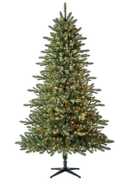 7.5' Pre-Lit Milford Pine Green Artificial Christmas Tree with LumaDazzle Color-Changing Twinkle LED Lights and Quick Set, by Holiday Time