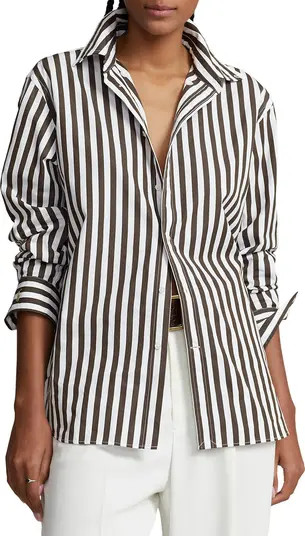 Polo Ralph Lauren Cotton Poplin Stripe Button-Up Shirt | Nordstrom | Nordstrom