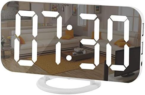 Digital Clock Large Display, LED Electric Alarm Clocks Mirror Surface for Makeup with Diming Mode, 3 | Amazon (US)