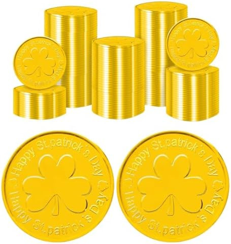 Gold Coins St Patricks Day,100Pcs Plastic Gold Coins,Fake Gold Coin St Patricks Day Decorations | Amazon (US)