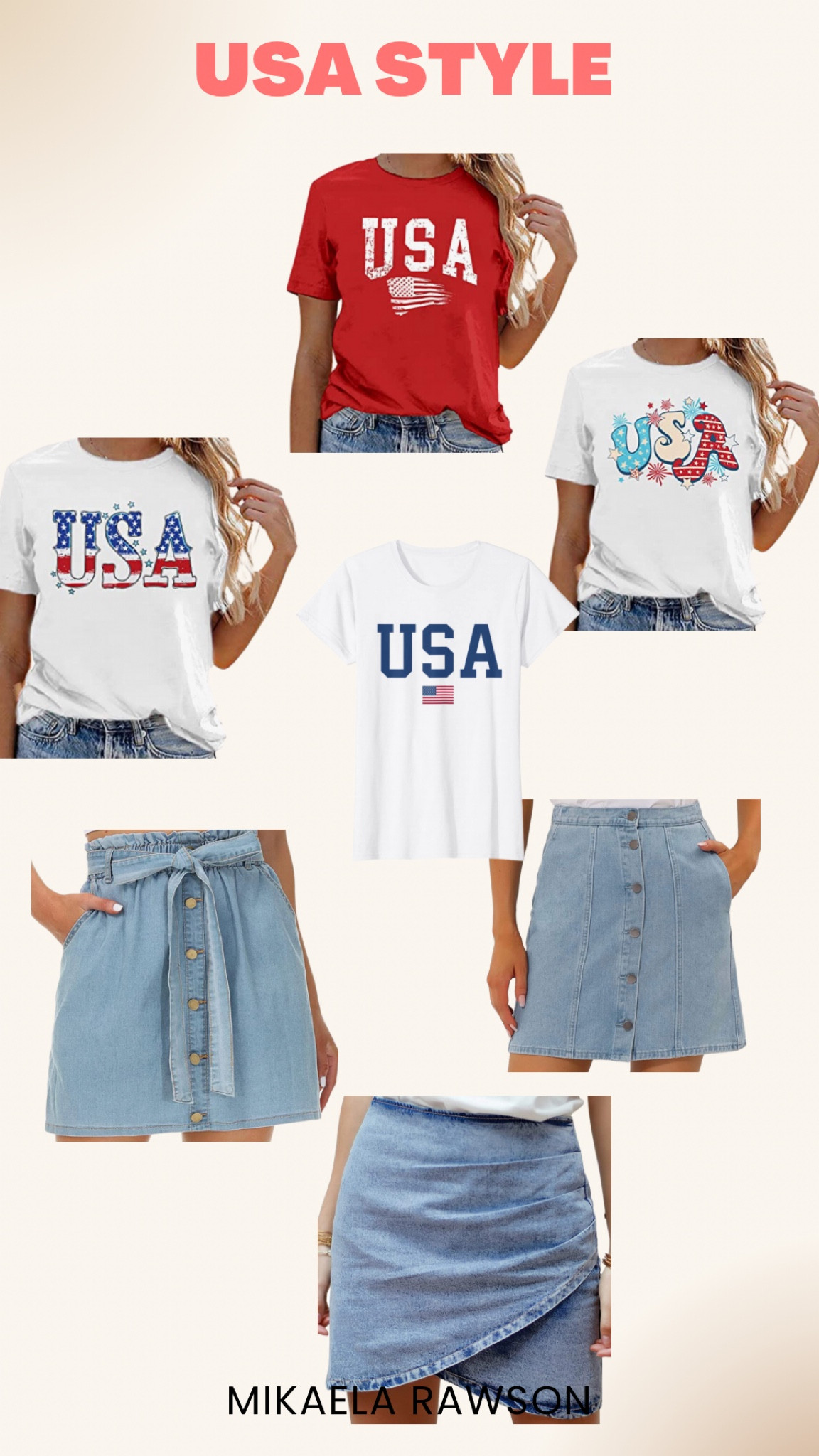 Memorial Day/4th of July outfit inspo 

Denim skirt. USA red top. USA white top. Denim tie skirt. Summer outfit. Mini skirt  

#LTKcurves #LTKSeasonal #LTKFind
