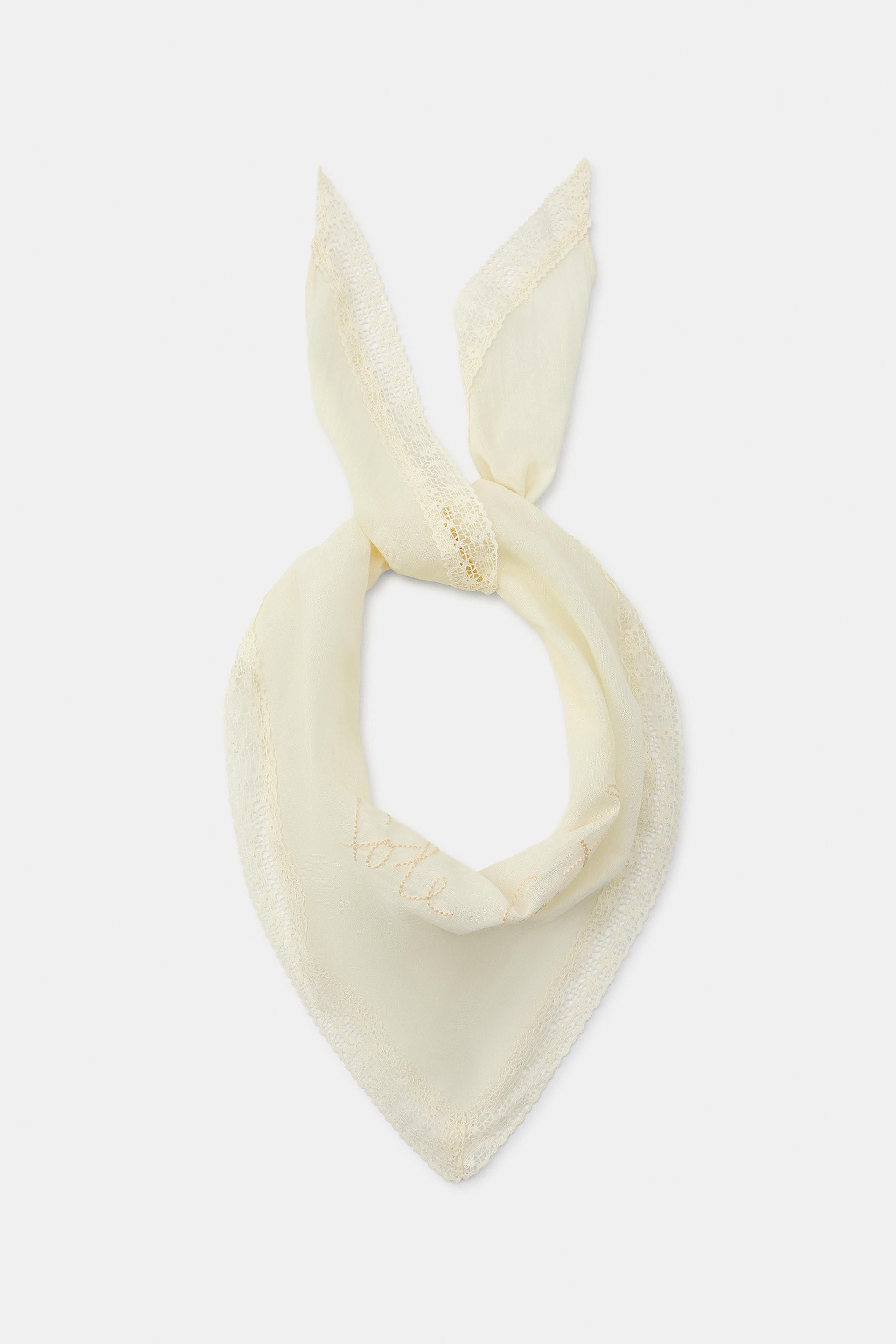 EMBROIDERED LACE BANDANA SCARF | Zara US