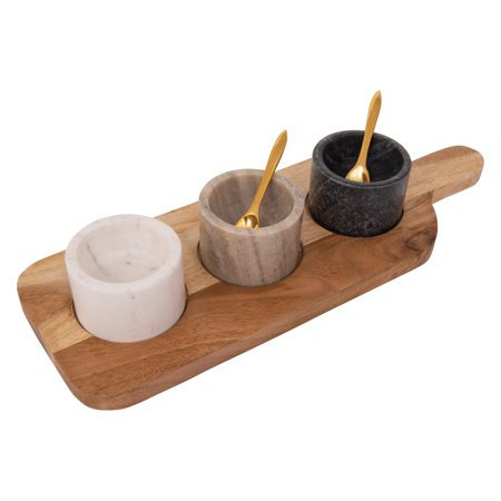 Sprinkle & Bloom 7 Piece Marble Seasoning Set on Wood Slab | Walmart (US)