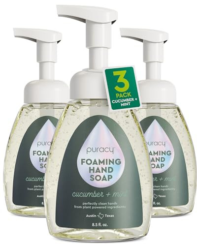 Puracy Foaming Hand Soap - Plant-Powered Natural Hand Soap As Seen on TikTok, Non-Toxic, Sulfate-Free Liquid Soap, Moisturizing Foam Handwash Liquid (Cucumber & Mint, 12 fl oz, 3-Pack) | Amazon (US)