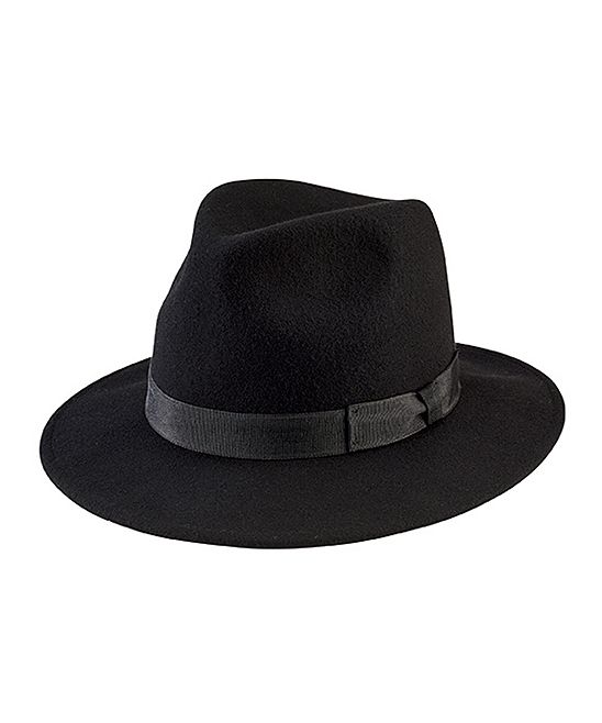 San Diego Hat Company Women's Fedoras BLACK - Black Bow Wool Fedora | Zulily