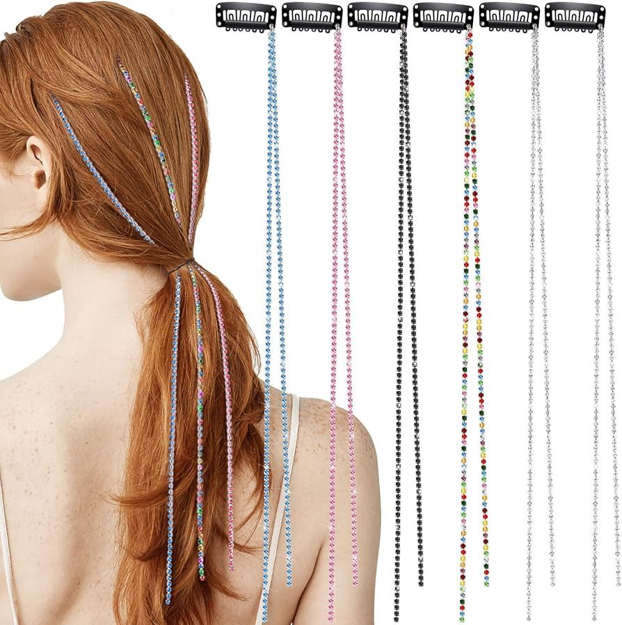 Chunyin Rhinestone Hair Chains for Women Extensions Pearl Clip in Braiding Clips Long Accessories... | Amazon (US)