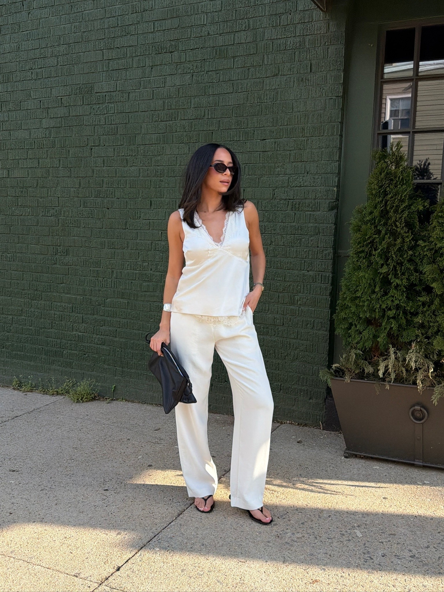 Spring outfit 🌷 Wearing size S lace tank and size S satin pants - lip combo is fenty gloss in shade fu$$y and makeup forever lip liner in shade endless cacao 💄Use code AF20 for extra 20% OFF Abercrombie 🤩 

spring outfit, spring style, spring fashion, weekend outfit, lunch outfit, casual outfit, mom outfit, postpartum outfit

#LTKSaleAlert #LTKmomlife #LTKSeasonal