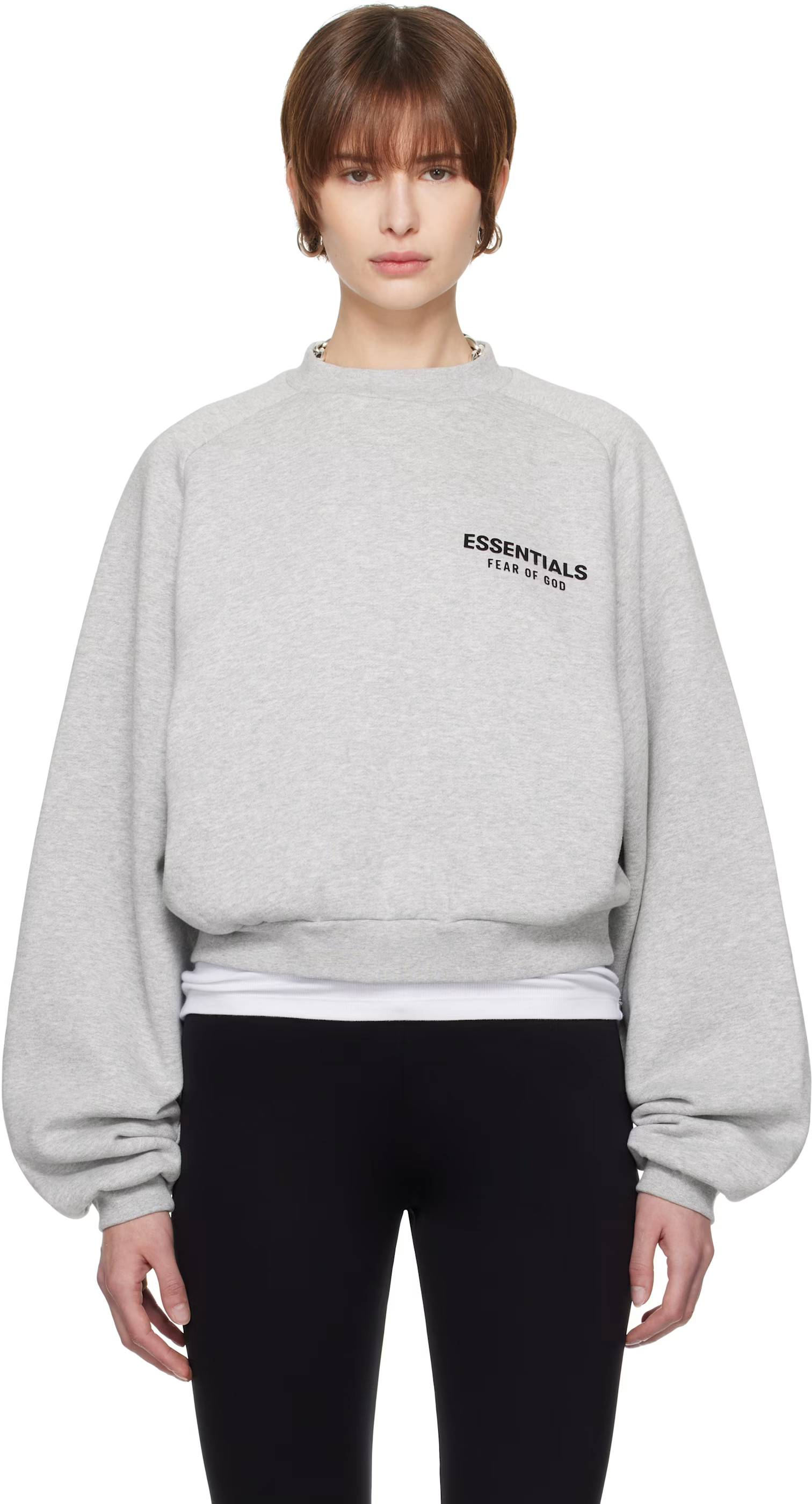 Gray Fleece Cropped Crewneck Sweatshirt | SSENSE