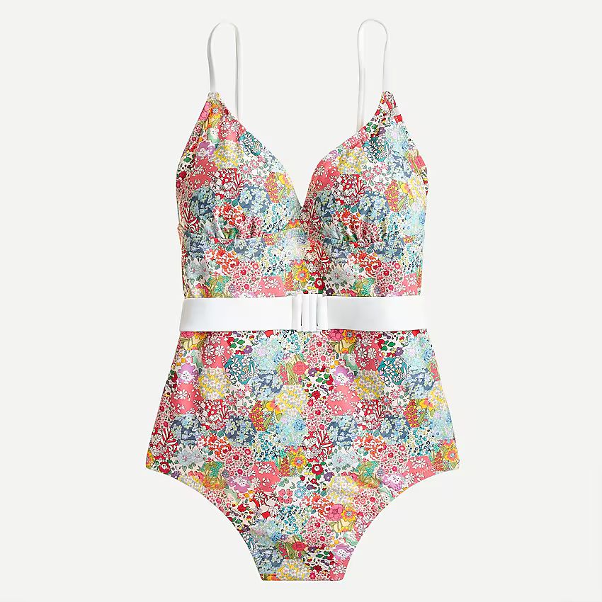 Belted one-piece in Liberty® Patchwork Dream floral | J.Crew US