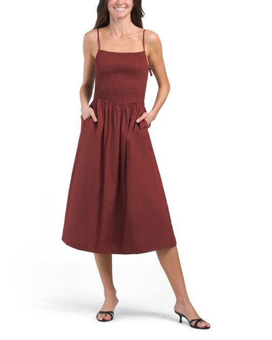 Smocked Bodice Cotton Midi Dress | TJ Maxx