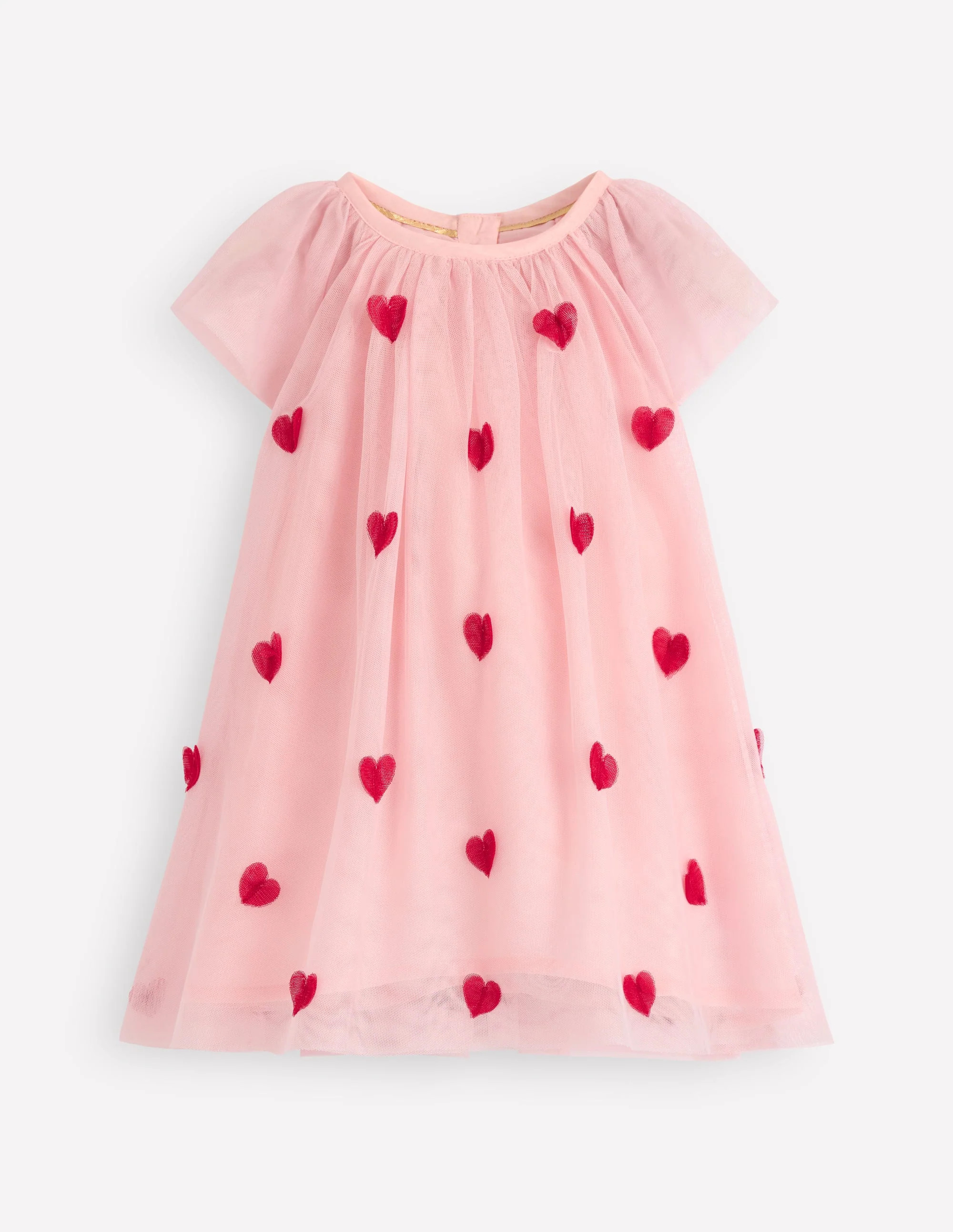 Layered Tulle Dress-Chalk Pink Hearts | Boden UK