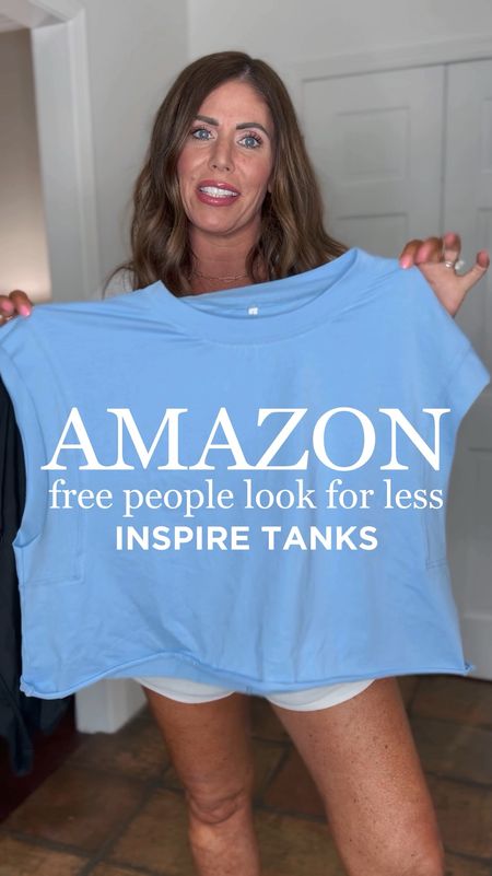 Amazon free people look for less inspire tanks. Only $20, available in four colors and true to size. however, I sized up to a large for more length. They are a 95% cotton/5% spandex blend and the quality is a 10/10! I love these shirts so much, I wore them three days last week.

I styled them with the free people timko shorts. These shorts run big, so size down at least one size. They are so comfortable and really cute! Lots of pockets too!

The off white woven tote is from madewell and the cognac woven tote is from quince. It is a designer look for less for only $129.90 and over 75% cheaper than the Italian MILANER tote.

Crochet sandals are on sale 40% off and true to size. They are so comfy! They’re available in five colors. 

#LTKOver40 #LTKShoeCrush #LTKStyleTip