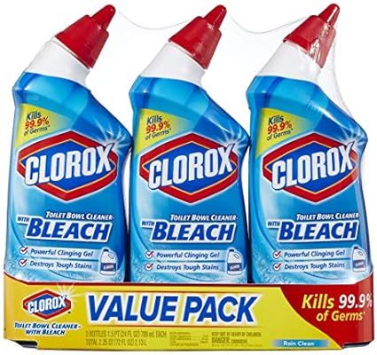 Clorox Toilet Bowl Cleaner with Bleach, Rain Clean - 24 oz, 3 Pack | Amazon (US)