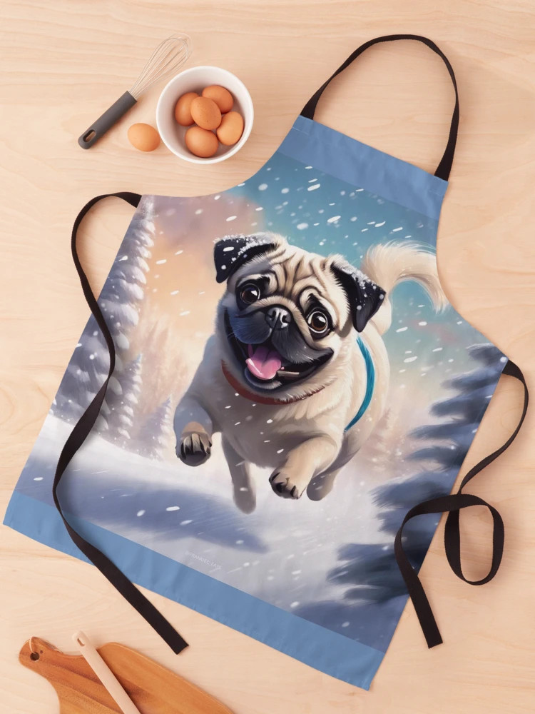 Snow Fawn Pug Apron | Redbubble (US)