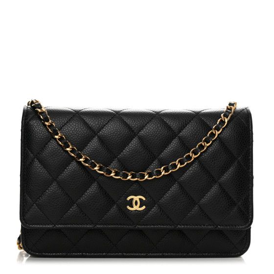 Caviar Quilted Wallet on Chain WOC Black | FASHIONPHILE (US)