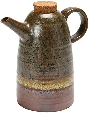 Bloomingville Stoneware Cork Stopper, Reactive Glaze Oil Cruet, 5" L x 3" W x 6" H, Greige | Amazon (US)