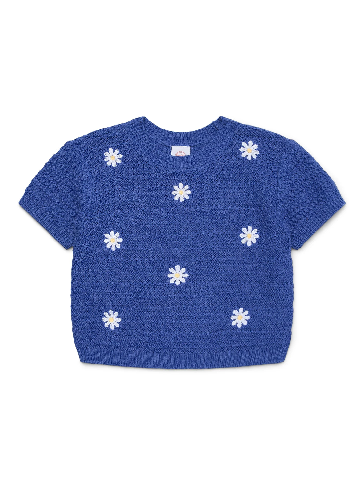 Wonder Nation Girls Short Sleeve Sweater Tee, Sizes 4-18 & Plus | Walmart (US)