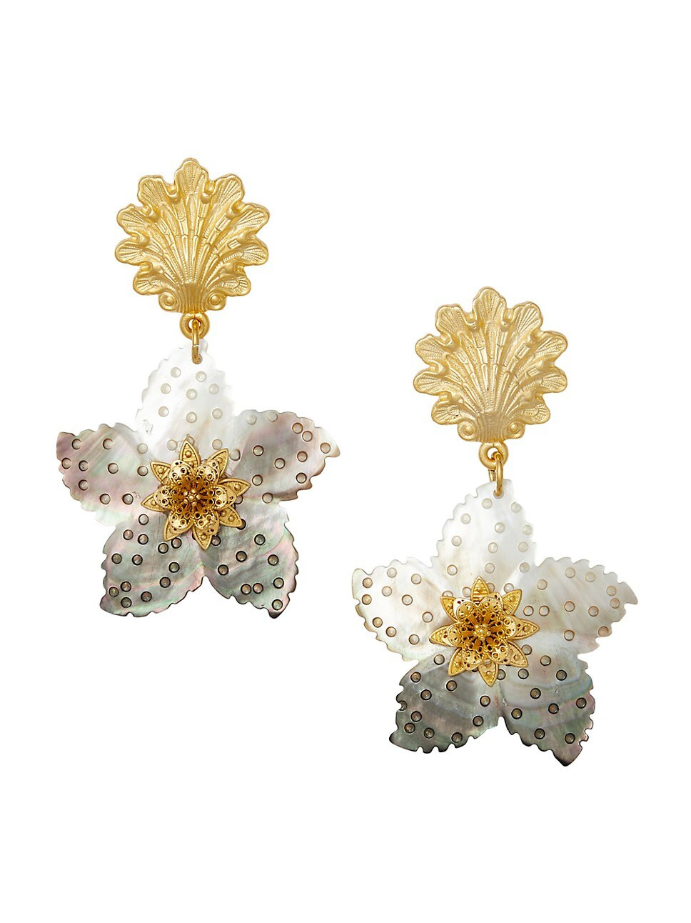 Portia 24K Gold-Plated & Black Lip Shell Drop Earrings | Saks Fifth Avenue