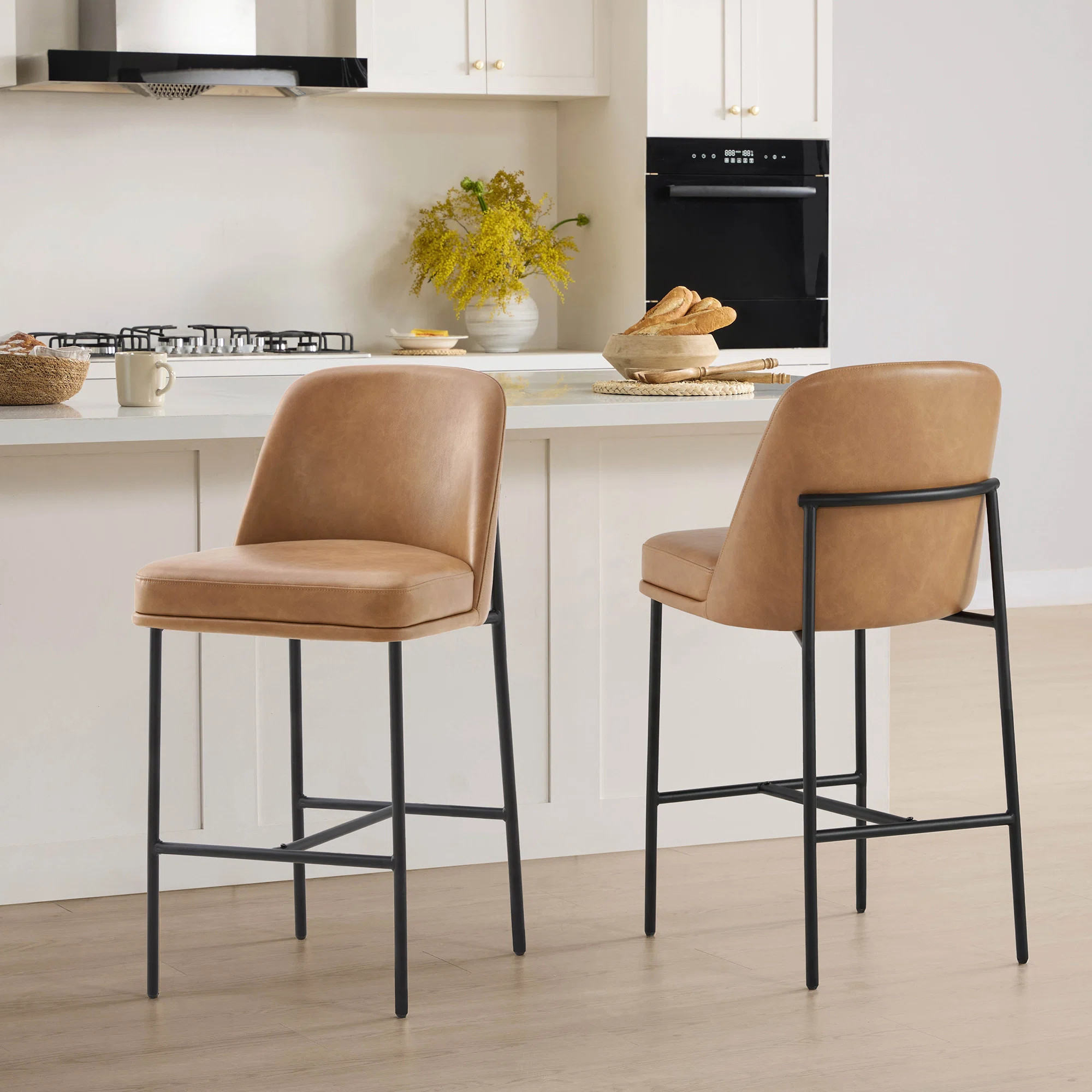 Angelick Upholstered Counter Stool with Metal Frame (Set of 2) | Wayfair North America