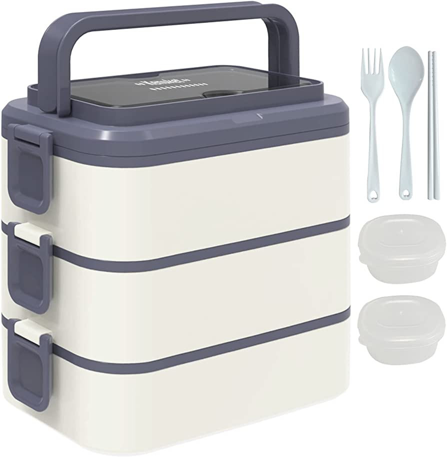 Kenuket Bento Box Lunch Box, Adult Lunch Container with 3L Large Capacity, Microwave Safe 3 Layer... | Amazon (US)