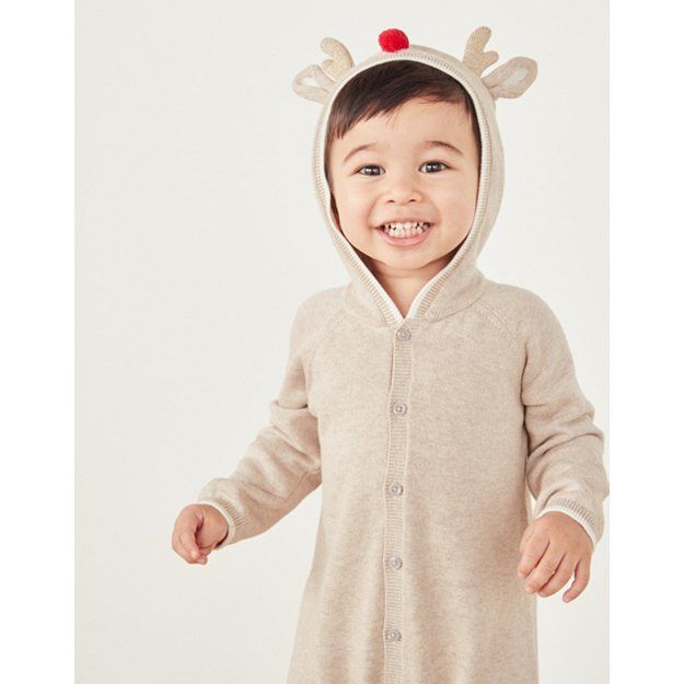 Organic Cotton Reindeer Knitted Romper (0–24mths) | The White Company (UK)