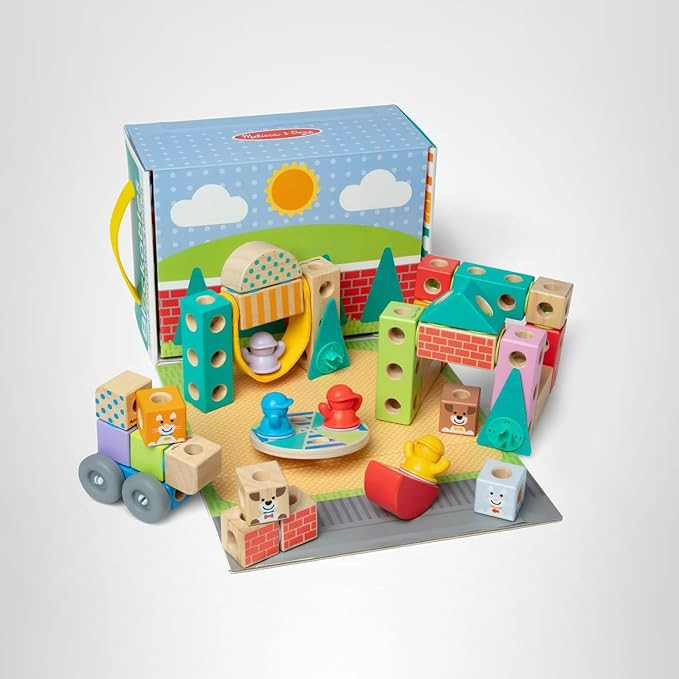 Melissa & Doug Blockables™ Town Snap and Play, Mix and Match Connectable Wooden Building Blocks... | Amazon (US)