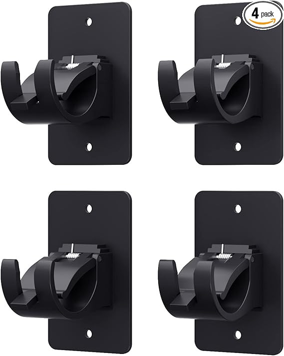 4 Pieces Self Adhesive Curtain Rod Bracket, Universal Plastic Curtain Rod Holders, No Drill Curta... | Amazon (US)