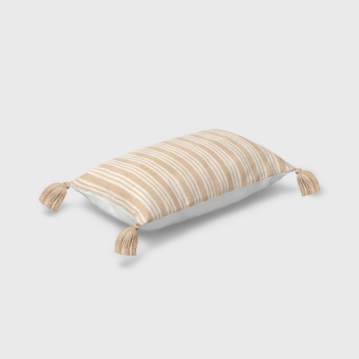 Vertical Stripes Outdoor Throw Pillow Neutrals - Threshold™ designed with Studio McGee | Target
