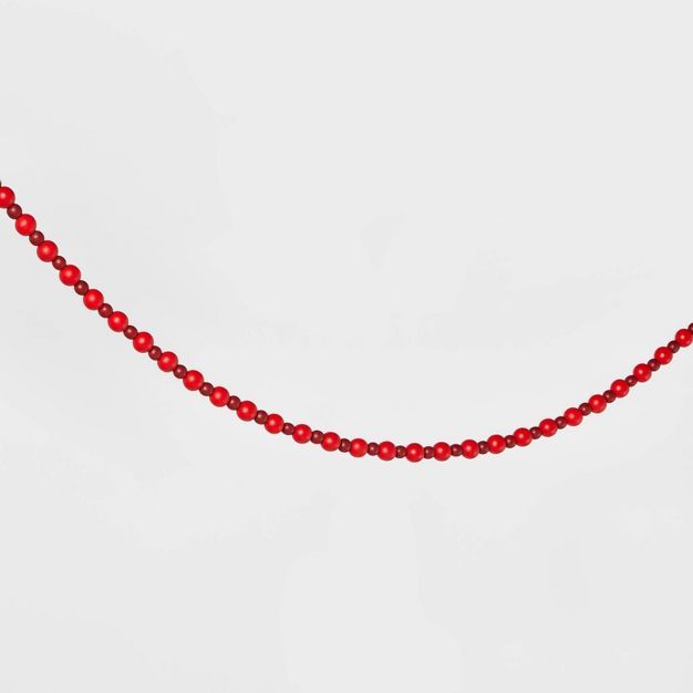 72&#34; Decorative Wooden Bead Garland Red - Wondershop&#8482; | Target